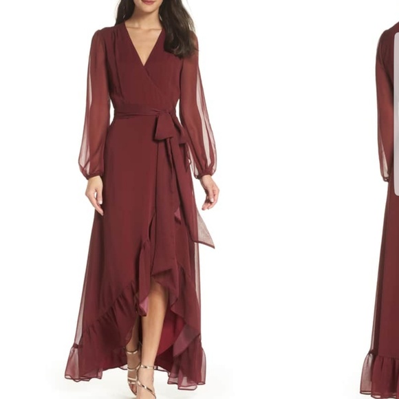 meryl long sleeve wrap maxi dress